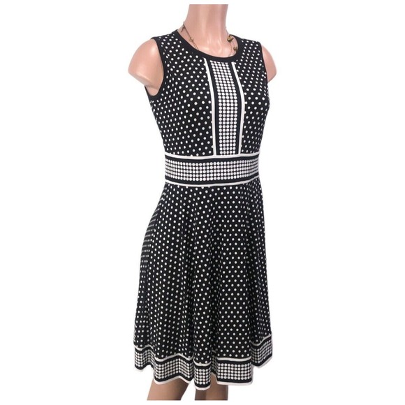 Michael Kors Simple Dot Fit & Flare Women Dress -Size S Black/White NWT - Picture 8 of 17